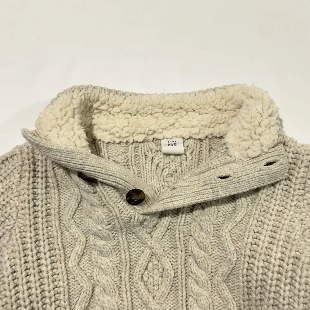 Baby Gap Boys Beige Oatmeal Knit Sweater Size 4yrs Toddler 100% Cotton CableKnit
